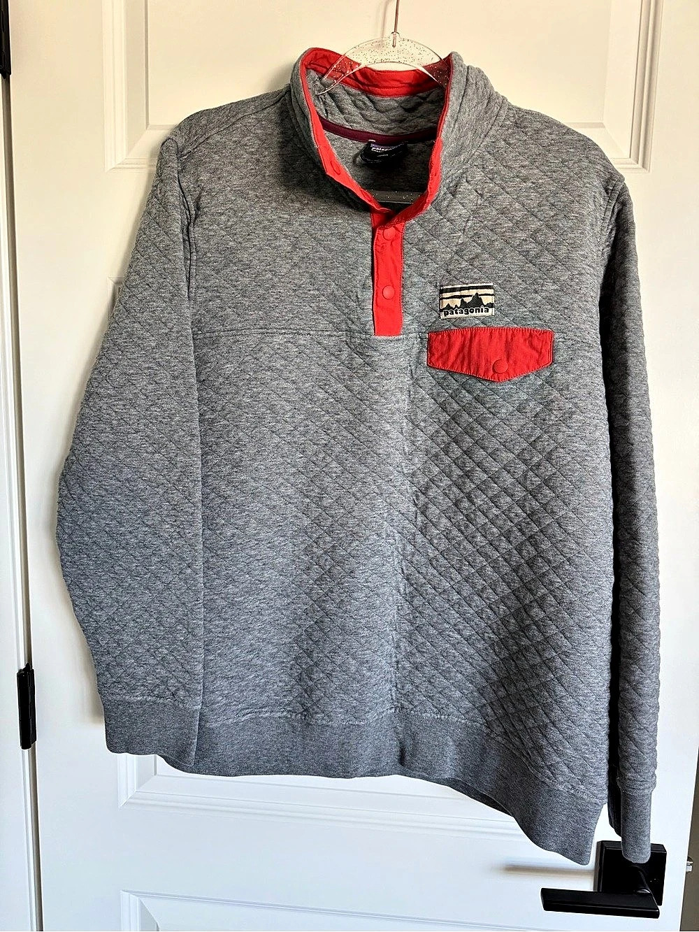 Patagonia Organic Cotton Quilt Snap-T Pullover Gray & Coral Large